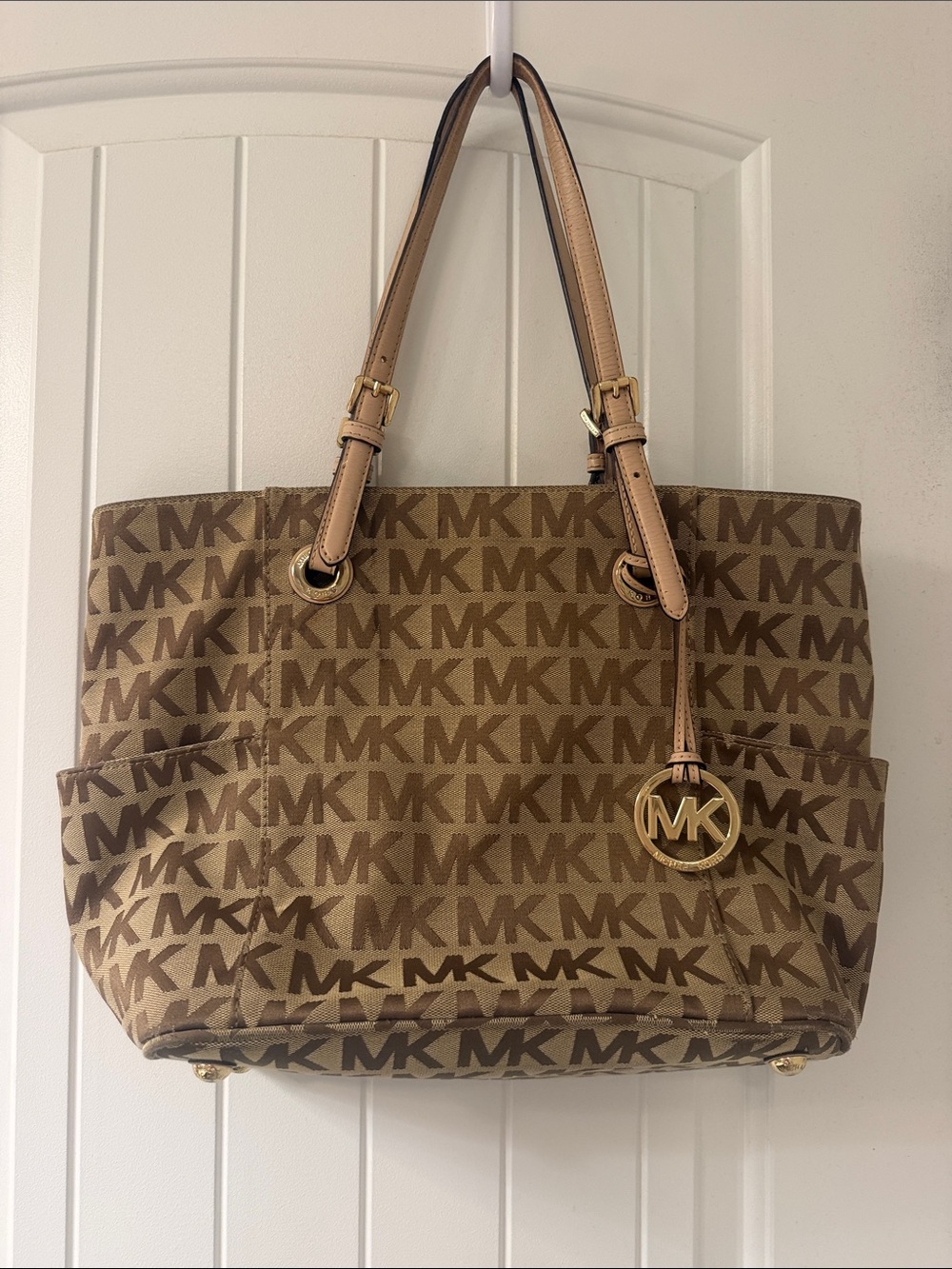 Michael Kors Brown and Tan MK Logo Tote